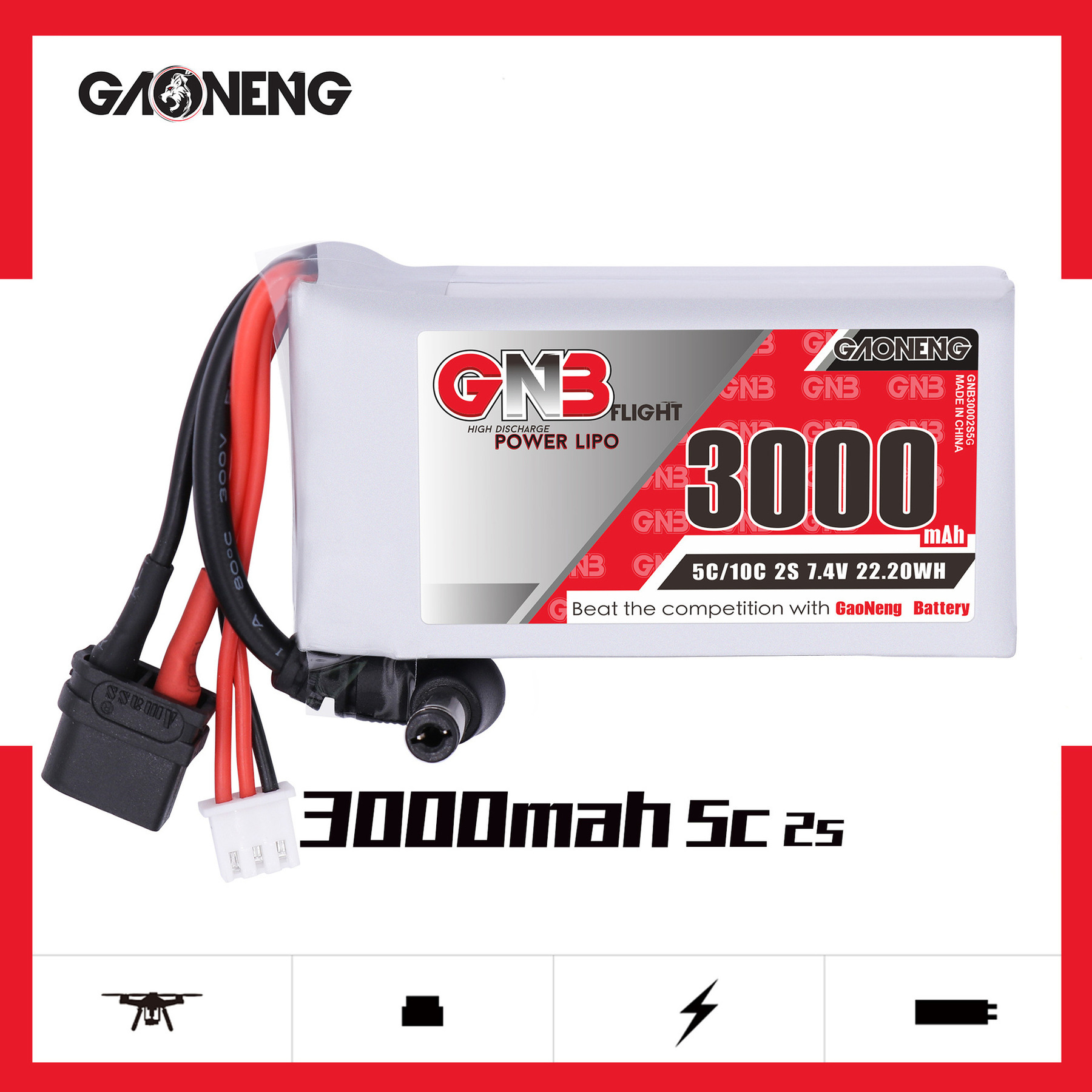 GNB 2S 7.4V 3000mAh 5C/10C Lip - Skyzone Sky04X Pro Oled Fpv Goggles ulasan dan harga